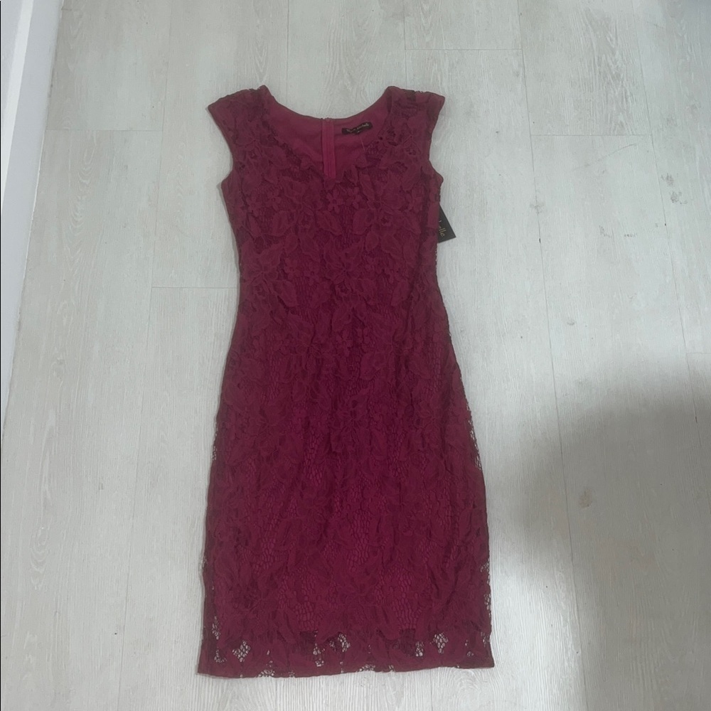 [JUST IN] NWT RYAN MICHELLE Burgundy Lace Dress Sz S - Picture 3 of 3